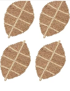 F Corn Husk Leaf Set of 4 Placemats by Aurus Vesta Boho Table Setting Wedding - Picture 1 of 4