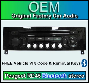 Peugeot RCZ Bluetooth car stereo, Peugeot RD45 L5FA04 radio + Vin Code - Picture 1 of 5