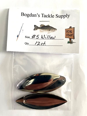 12 ct. Níquel #5, hojas de sauce. Piezas de cebo giratorio, bajo, lucio, señuelos Muskie Foto 1 de 2