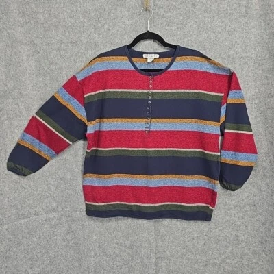 The Limited Womens Sweater Medium Multicolor Striped Round Neck Button 1/2 Front - Image 1 of 4