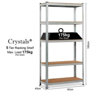 5 Tier Metal Shelf Storage Unit Shelving Shelves Racking Warehouse Rack Shed - Picture 1 of 5