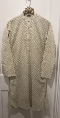 MANYAVAR IVORY EMBROIDERED SHERWANI INDIA M NWOT - Image 1 of 4