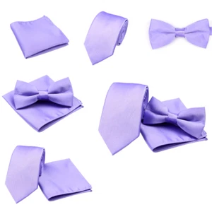 Pastel Lavender Tie pocket square Bow tie Hanky Wedding formal Prom Races - Picture 1 of 14