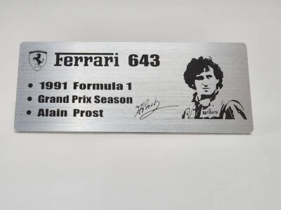 Ferrari 643 F1 1991 Alain Prost Metal Name Plate Plaque for 1/12 - Image 1 of 3