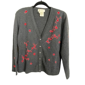 Escada Margaretha Ley maglione donna tg 34 floreale lana cashmere grigio cardigan - Foto 1 di 5