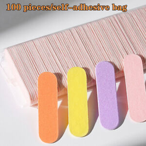 100pcs Mini Double-sided Mini File Strip Colorful Nail Polish Nail Art Tool h