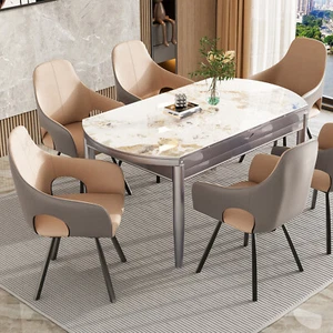 2 x Rotatable Dining Chairs Padded Two-tone Microfiber Leather Upholstered Seat - Picture 1 of 17
