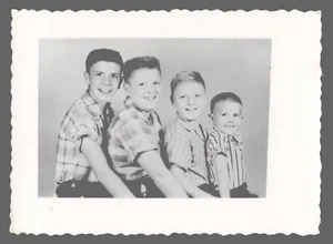 Vintage Found 3.5 x 2.5 Snapshot Photo Four Boys Identified My Boys - Picture 1 of 2