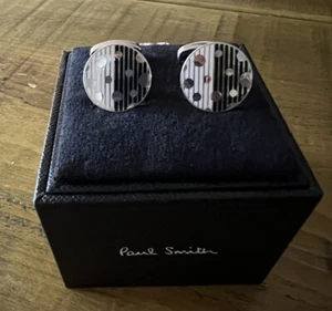 Paul Smith Cufflinks Black And White Round enamel With Signature Swings RRP £89 - Picture 1 of 4