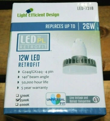 NEW Light Efficient Design LED-7318-35A 4-Pin G24q GX24q LED Bulb 12W Retrofit