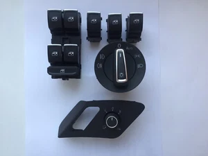 JUEGO DE FAROS AUTOMÁTICOS VW GOLF 7 MK7 CROMO INTERRUPTOR DE LUZ VENTANA Espejo Plegable - Imagen 1 de 5