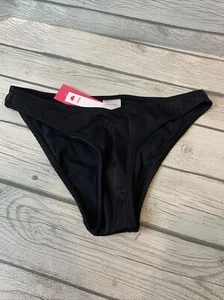 Xhilaration Bikini Bottom Black Size Small (0-2) Cheeky Ribbed V Front Swimsuit - Picture 1 of 12