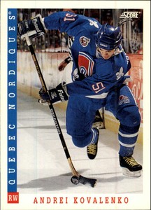1993-94 Score Canadian Nordiques Hockey Card #174 Andrei Kovalenko