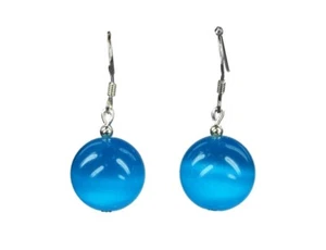 Ohrringe aus blauem synthetischem Katzenauge in Kugelform Ø-14 mm 925er Silber - Bild 1 von 1