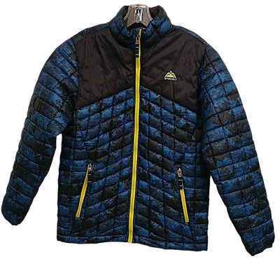 SNOZU MicroPuff Jacket Youth Sz 14 16 Outdoor Quilt-Lined Blue Black Glacier Zip - Image 1 of 4