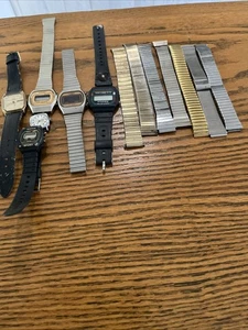 Watch Lot 6 Watches -7 Mixed Bands -Untested-For Parts Or Repair Only - Picture 1 of 3