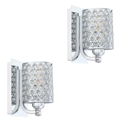 Aplique de Pared de Cristal con Acabado Cromo (Juego de 2) Moderno Estilo Conciso Pared L... Foto 1 de 4