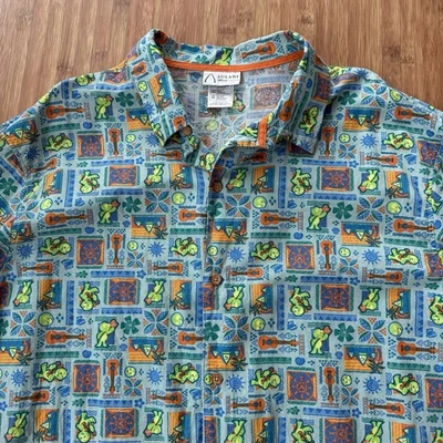 Disney Aulani Resort Olu Mel Turtle Hawaiian Shirt Mens XXL Linen Blend FLAWS - Image 1 of 4