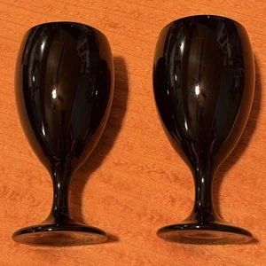 Vintage Libbey Black Amethyst Glass 7" Goblet Water, Wine Glass, Halloween 12oz - Picture 1 of 6