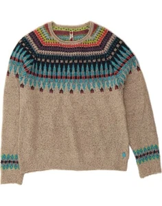 WEIRD FISH Damen Pullover Pulli Rundhals UK 12 mittelgrau Fair Isle AZ02 - Bild 1 von 3