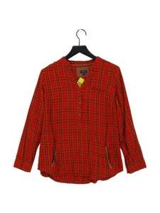 Jessica Women's Top UK 12 Orange Checkered 100% Cotton Long Sleeve V-Neck Basic - Picture 1 of 5