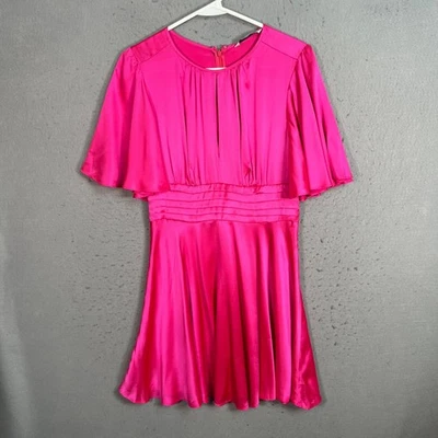 Vestido de mujer Amanda Uprichard rosa seda manga acampanada talla mediana Foto 1 de 4