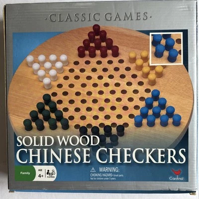 Cardinal Chinese Checkers Game Oak Board Style#184 2007 w/Instructions Pristine - Image 1 of 4
