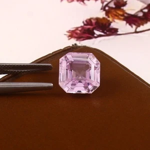 7.35 Ct Natural Afghan Vivid Pink Kunzite Spodumene Loose Gemstone Asscher Cut - Picture 1 of 5