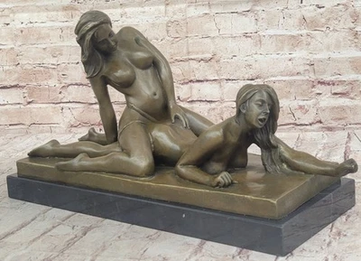 Edizione Da Collezione Nudo Bronzo Due Donne Amore Scultura Figurina Decorativa - Immagine 1 di 4