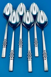 6 SECHS International DÄNISCHE ROLLE Ovale Suppenlöffel 7 1/4" DLX Edelstahl Besteck - Bild 1 von 12