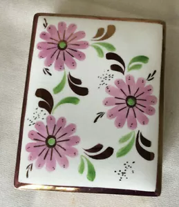 Old Castle Porcelain Trinket Jewelry Dresser Box England Gold & Floral Painted - Picture 1 of 4