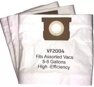 Re-Usable VF2004 Shop Vac Bags 5-8 Gallon Tear Resistant Material W/ Zipper 4-PK - Picture 1 of 9