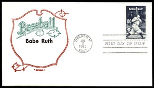 1983 Babe Ruth First Day Cover Baseball Artopages Cachet-Green, Red Border - Picture 1 of 2