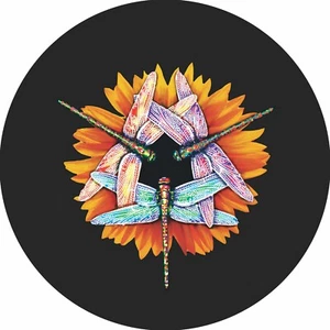 Dragonfly Sunflower Spare Tire Cover-Add tire size in NOTES during checkout - Picture 1 of 5