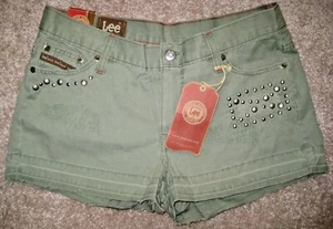 Fringed Short Shorts. Lee. 9M/ W29 L2. NWT. $34. Dusty Moss/Olive.Embellished. - Picture 1 of 8