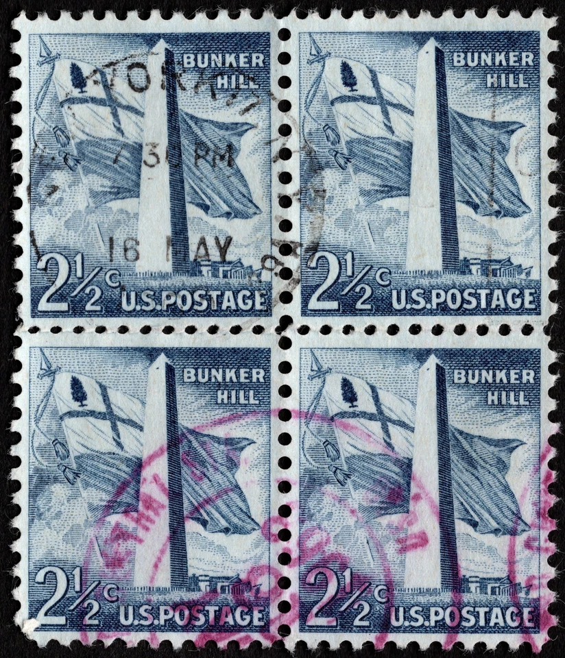 US - 1959 - 2 1/2 Cents Bunker Hill Liberty Series Issue # 1034 Block of 4 F-VF - Image 1 of 1