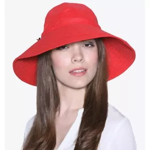 BRONER Red Rain Hat Summer Casual Cloche Bucket Style - Picture 1 of 19