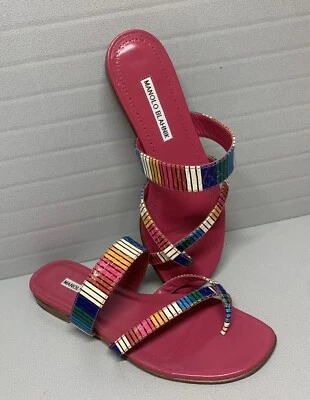 Sandalias Manolo Blahnik Rainbow Susa Talla 38/ Plantilla Rosa EE. UU. 7 Foto 1 de 4