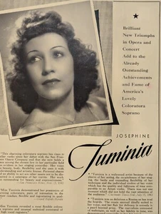 Josephine Tuminia 1944 Booking Ad Musical Performer Concert Soprano - Picture 1 of 3