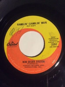 Bob Seger System 7” Vinyl 45 Ramblin Gambling Man & Lucy Blue 1968 Capitol LP - Picture 1 of 2