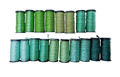 Kreinik Metallic Thread Medium #16 Braid 18 Spools Green 9 Colors 2x Each 10M - Image 1 of 4