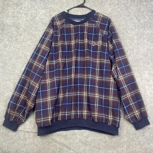 Izod Pullover Wind Mens XL Multi Color Plaid Crew Neck Nylon Golf Sweater VTG - Picture 1 of 8