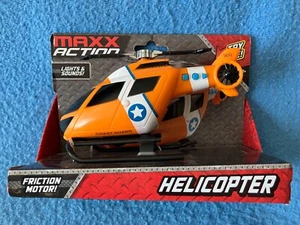 HELICOPTER MAXX ACTION Orange Police Lights and Sounds Friction Motor Sunny Days - Picture 1 of 3