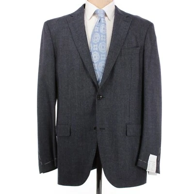 Abrigo deportivo Luciano Barbera nuevo con etiquetas 100 % lana talla 56 EE. UU. 46R en azul/negro/gris Foto 1 de 4