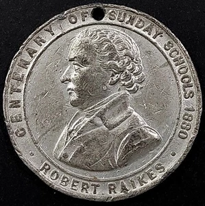 1880 100 Jahre Sonntagsschule Wertmarke! Robert Raikes. Weißmetall, 38mm - Bild 1 von 4