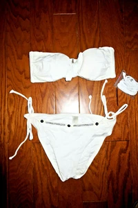 XS Set 2pc❤️VICTORIA'S SECRET Bandeau Strapless SWIM SUIT BIKINI TOP HALTER PADS - Picture 1 of 3