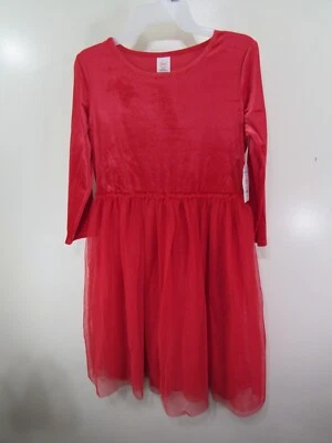 New Girls Wonder Nation Velour Tutu Dress Size XXL 18 Red Long Sleeve Netting - Image 1 of 4