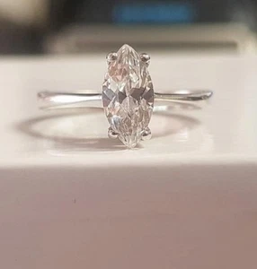 Marquise silver perfect affordable engagement ring size S - Picture 1 of 3