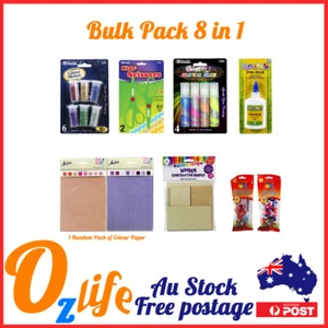 Kids Activity Craft Bulk Pack Glitter PVA Glue Paper Pack Foam Safety Scissors - Picture 1 of 1