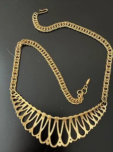 Vintage MCM goldfarbene Spirale Latz Halskette verstellbar filigran 18 Zoll - Bild 1 von 6